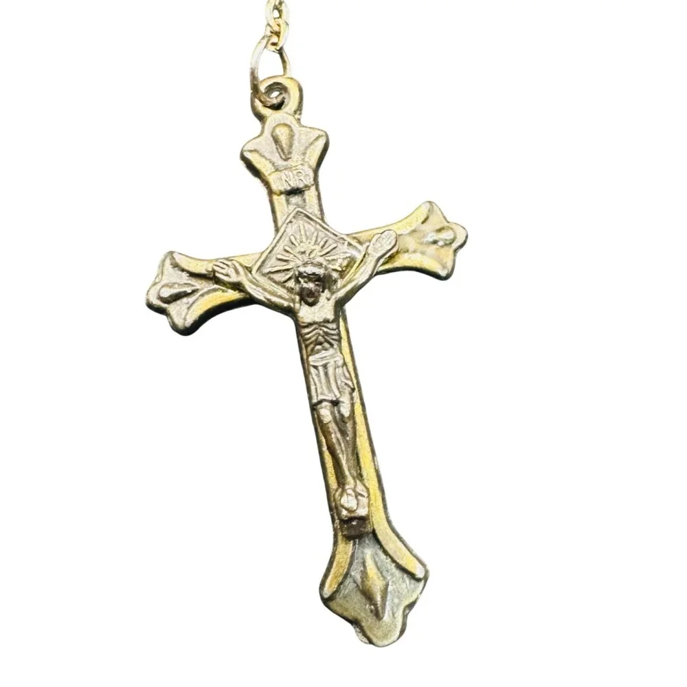 Vintage StTherese of Lisieux Red  Rosary Beads Miraculous Medal Jesus Crucifix‎